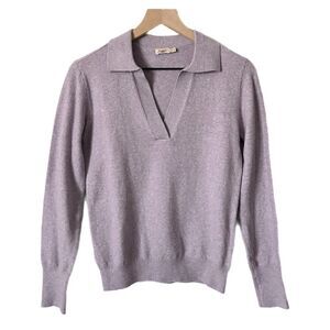 Faherty Jackson Sweater Polo Lilac Purple Heather Organic Cotton Blend Size XS